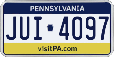 PA license plate JUI4097