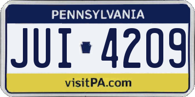 PA license plate JUI4209