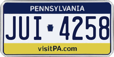 PA license plate JUI4258