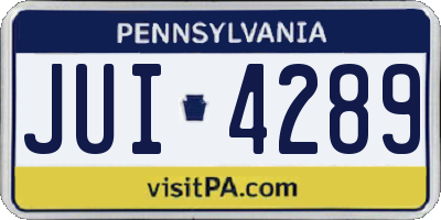 PA license plate JUI4289