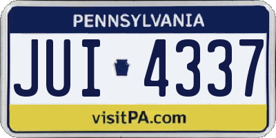 PA license plate JUI4337