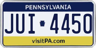 PA license plate JUI4450