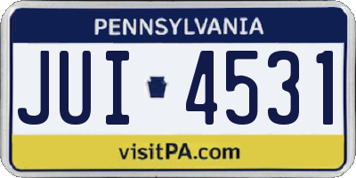 PA license plate JUI4531