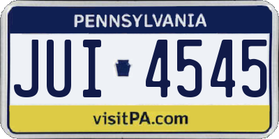 PA license plate JUI4545