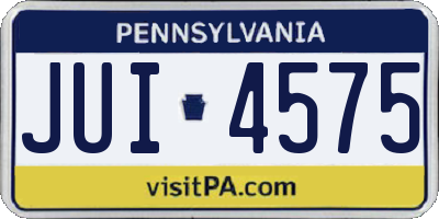PA license plate JUI4575