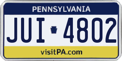 PA license plate JUI4802