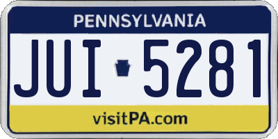 PA license plate JUI5281