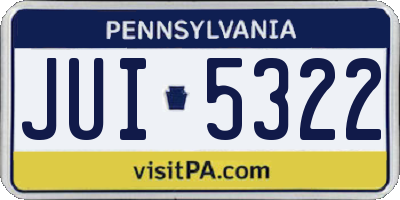 PA license plate JUI5322