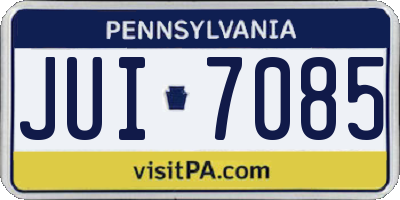 PA license plate JUI7085