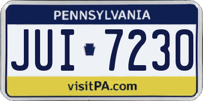 PA license plate JUI7230