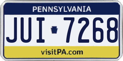 PA license plate JUI7268