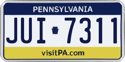 PA license plate JUI7311