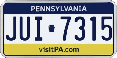 PA license plate JUI7315