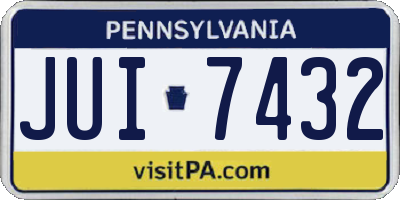 PA license plate JUI7432