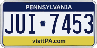 PA license plate JUI7453