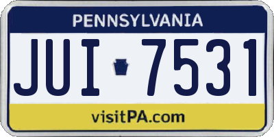 PA license plate JUI7531