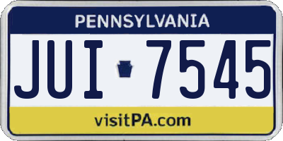 PA license plate JUI7545