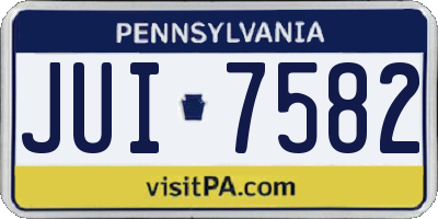 PA license plate JUI7582