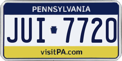 PA license plate JUI7720