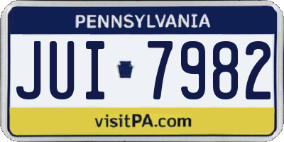 PA license plate JUI7982
