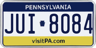 PA license plate JUI8084