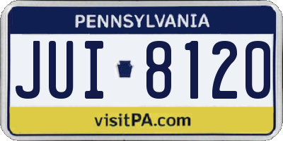 PA license plate JUI8120