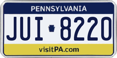 PA license plate JUI8220