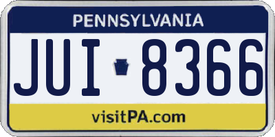 PA license plate JUI8366