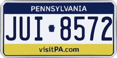 PA license plate JUI8572