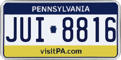 PA license plate JUI8816