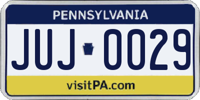 PA license plate JUJ0029