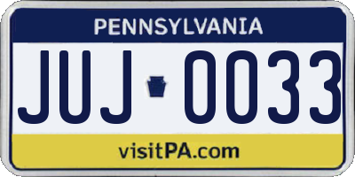 PA license plate JUJ0033