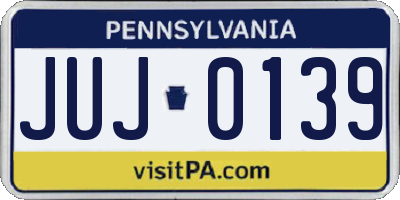 PA license plate JUJ0139