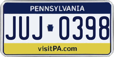 PA license plate JUJ0398