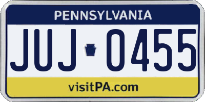 PA license plate JUJ0455