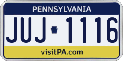 PA license plate JUJ1116