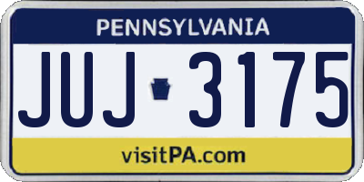 PA license plate JUJ3175