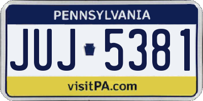 PA license plate JUJ5381