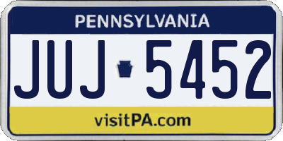 PA license plate JUJ5452