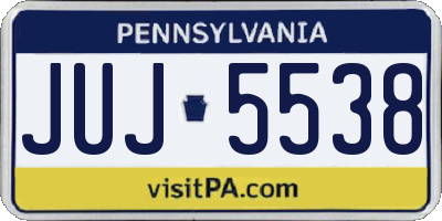 PA license plate JUJ5538
