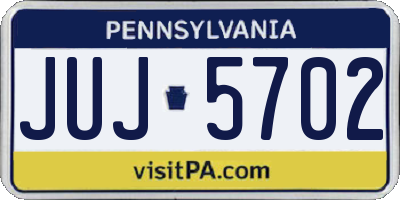 PA license plate JUJ5702