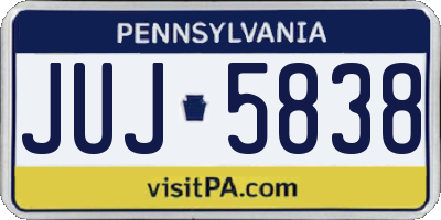 PA license plate JUJ5838