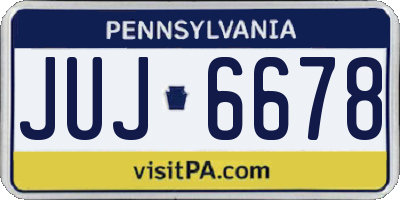 PA license plate JUJ6678