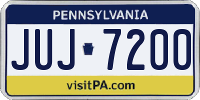 PA license plate JUJ7200