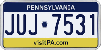 PA license plate JUJ7531