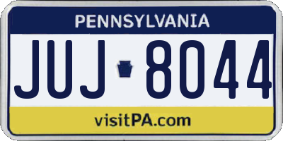 PA license plate JUJ8044