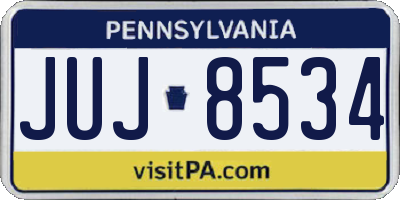 PA license plate JUJ8534
