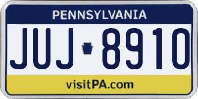PA license plate JUJ8910