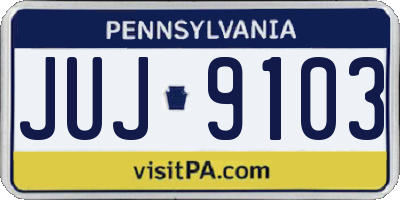 PA license plate JUJ9103