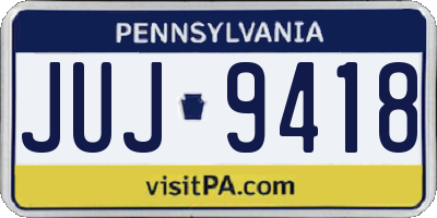 PA license plate JUJ9418
